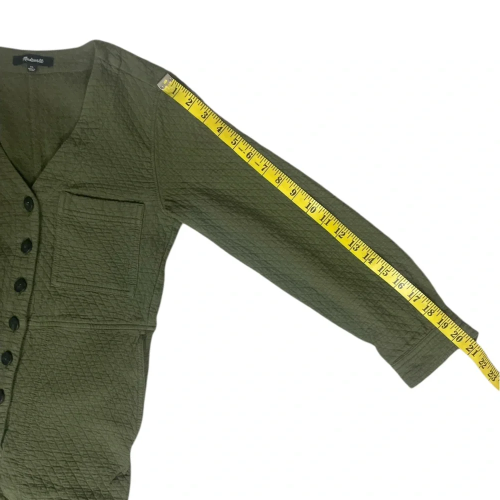 Madewell Olive Green Diamond Jacquard Button-Up Coverall Jumpsuit